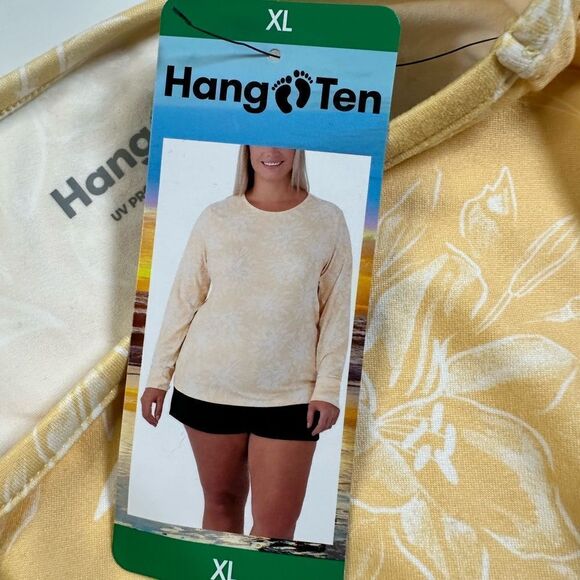 NWT Hang Ten Women’s Yellow Long Sleeve Crew UPF 50 Sun Protection Tee Shirt- XL - Picture 5 of 10
